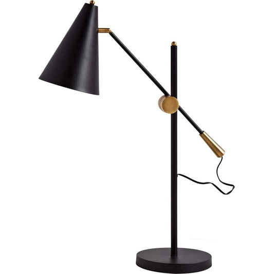Fragon II(26"H) Black/Gold Metal Adjustable Cone Shade Table Lamp