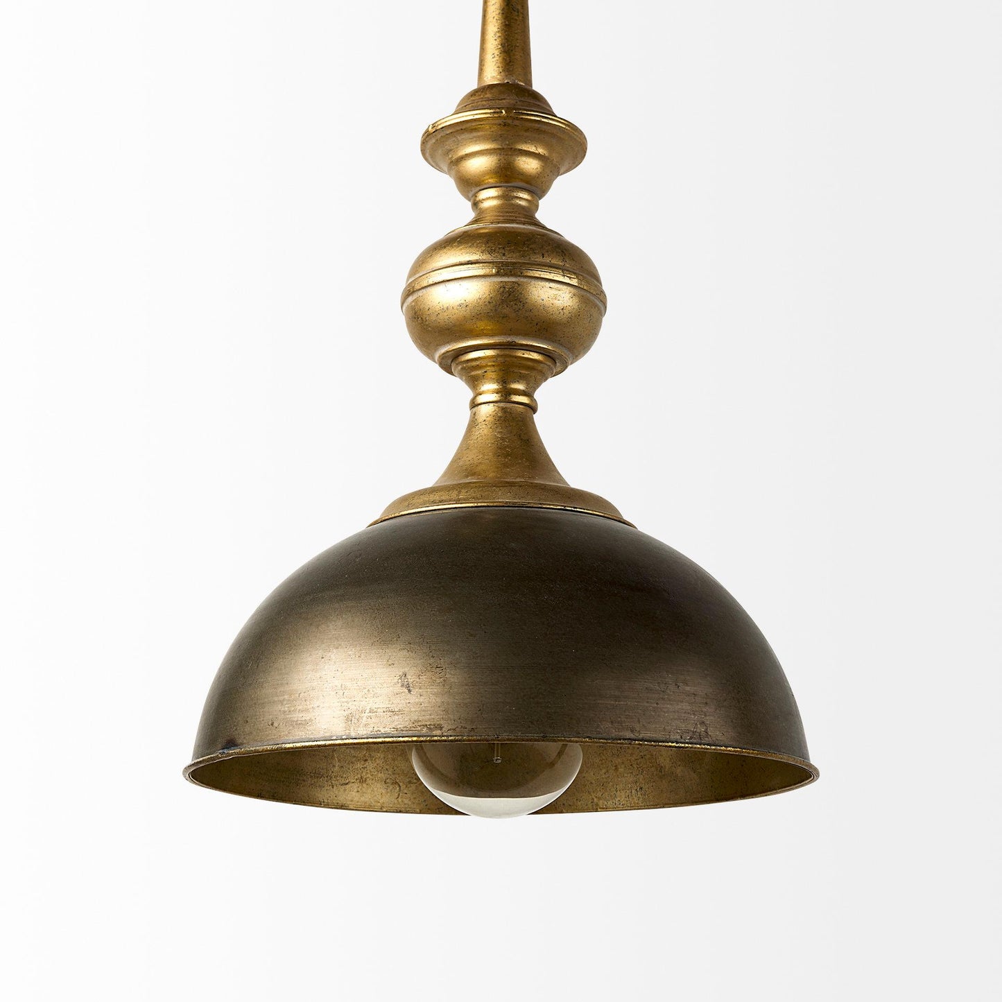 Capsa 17x29 Antique Gold and Silver Toned Metal Dome Pendant Light