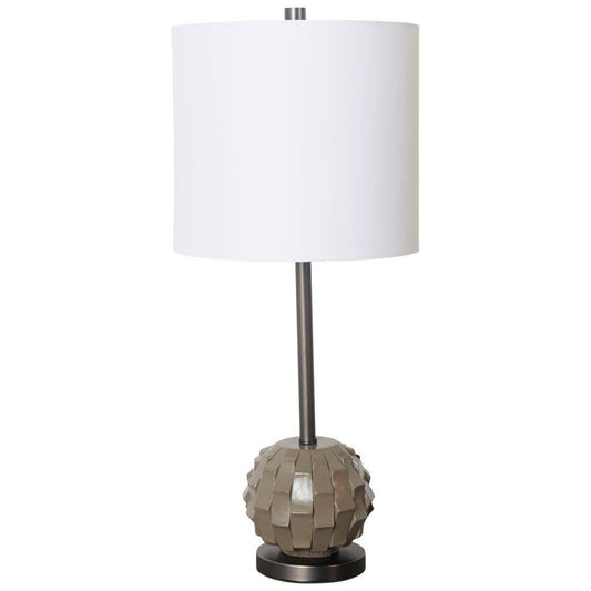 Brant I 25" Brown Resin Base White Shade Table Lamp