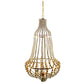 Lafontaine (22"x39.5") Gold Metal Wooden Bead Three Bulb Chandelier