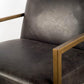 Armelle I Black Leather Seat w/Gold Metal Frame Accent Chair