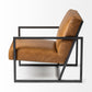 Armelle II Brown Leather Seat w/Gray Metal Frame Accent Chair
