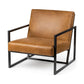 Armelle II Brown Leather Seat w/Gray Metal Frame Accent Chair