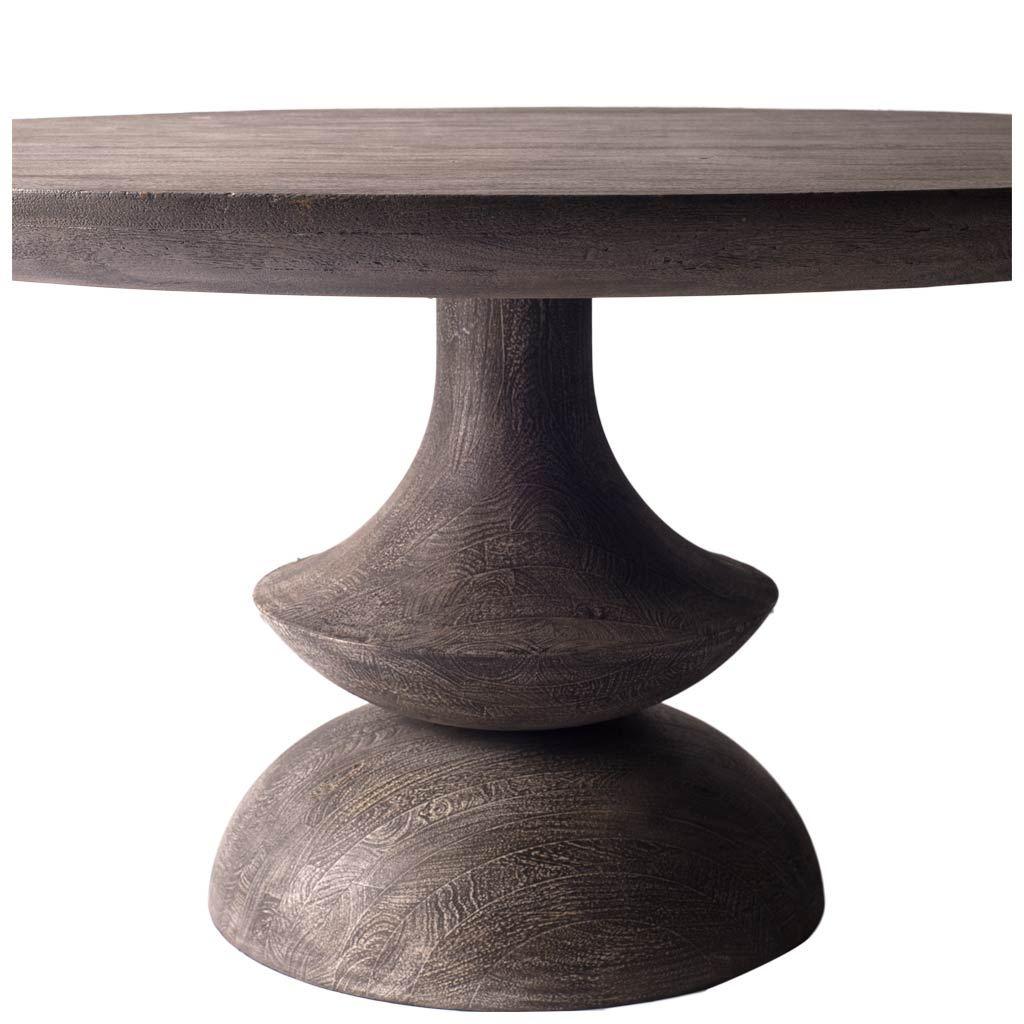 Crossman 60" Round Dark Brown/Gray Solid Wood Table Top & Base Dining Table