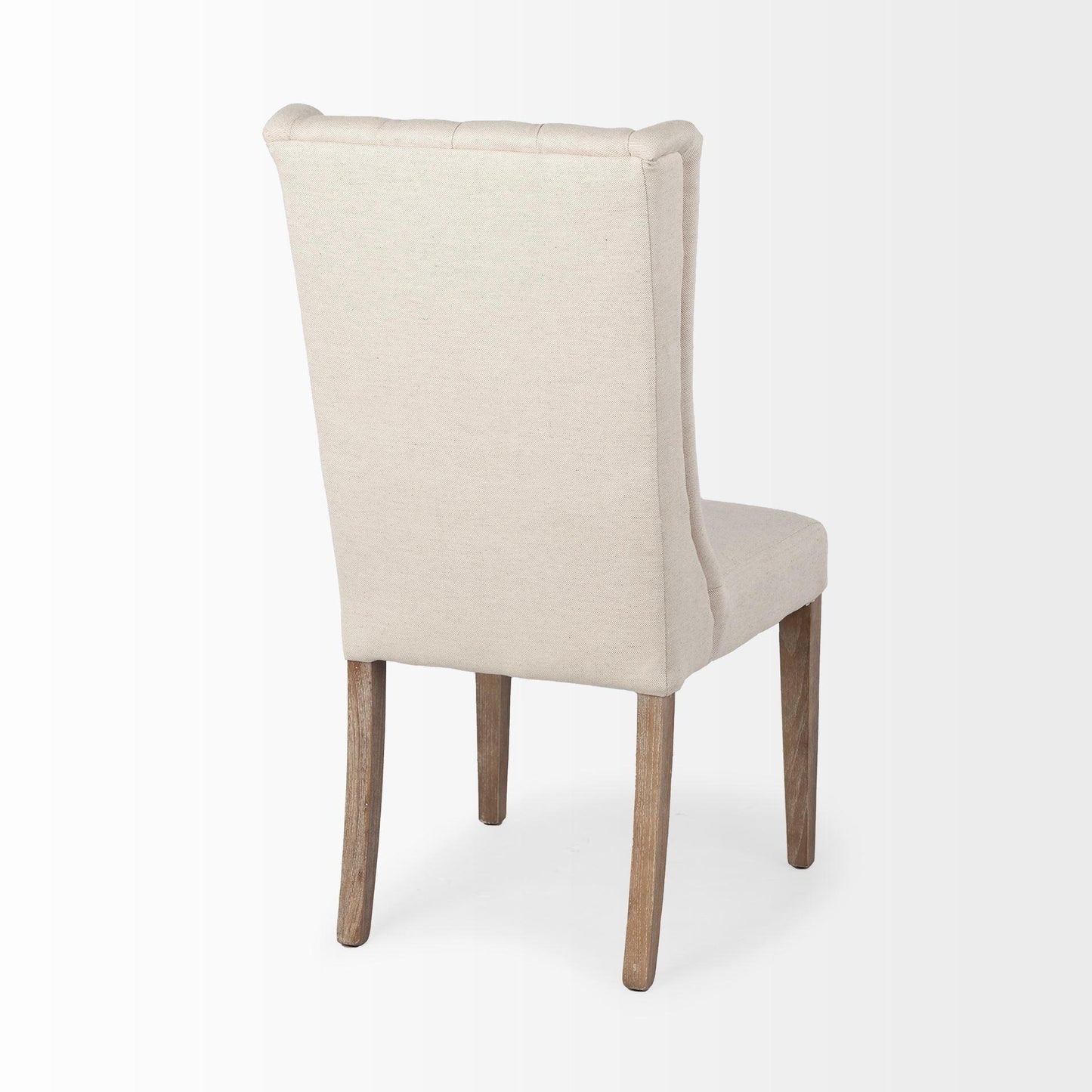 Mackenzie I Cream Plush Linen Covering Ash Solid Wood Base Dining Chair