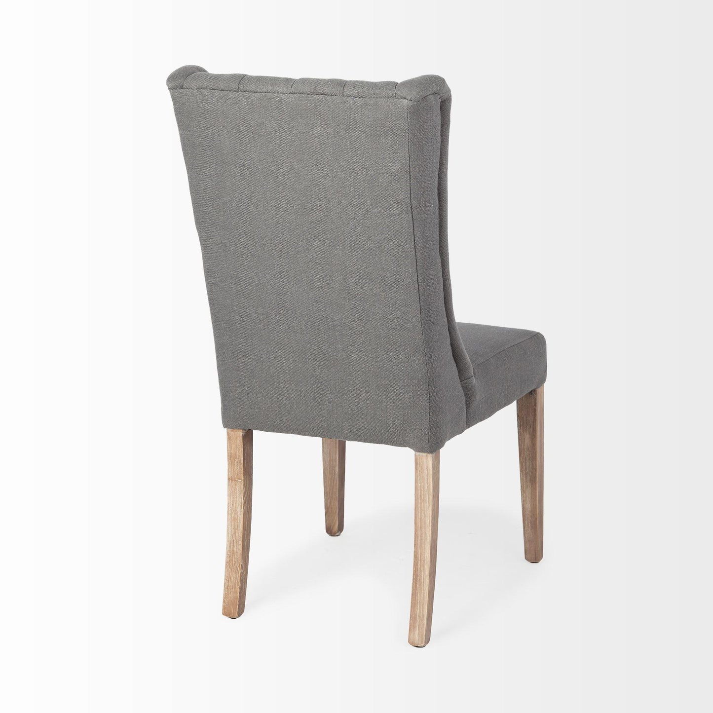 Mackenzie II Gray Plush Linen Covering Ash Solid Wood Base Dining Chair