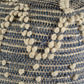 Rofi Blue Denim and Cream Cotton Stitched Square Pouf