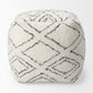 Tapir Beige Cotton Argyle Pattern Square Pouf