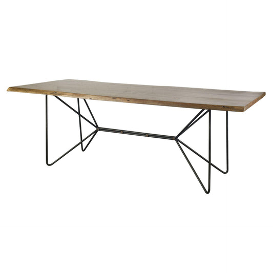 Papillion II 84.0L x 38.0W x 30.0H Rectangular Natural Wood Top W/Black Iron Base Dining Table