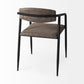 Langston Brown Faux-Leather Seat Black Iron Frame Dining Chair