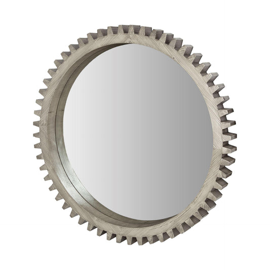 Cog Mirror 44" Round Gray Wood Frame Mirror