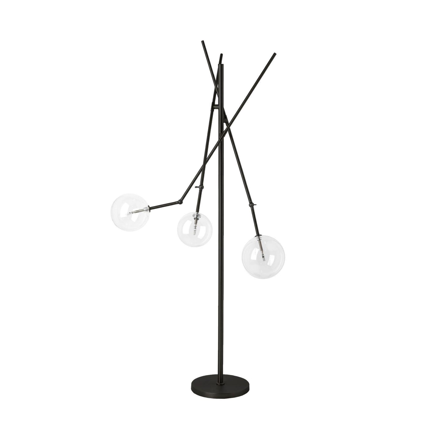 Connor II 84" Black Metal Glass Globe Three Light Floor Lamp