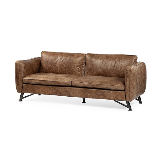 Cobain I 84" Brown Leather Two Seater Sofa
