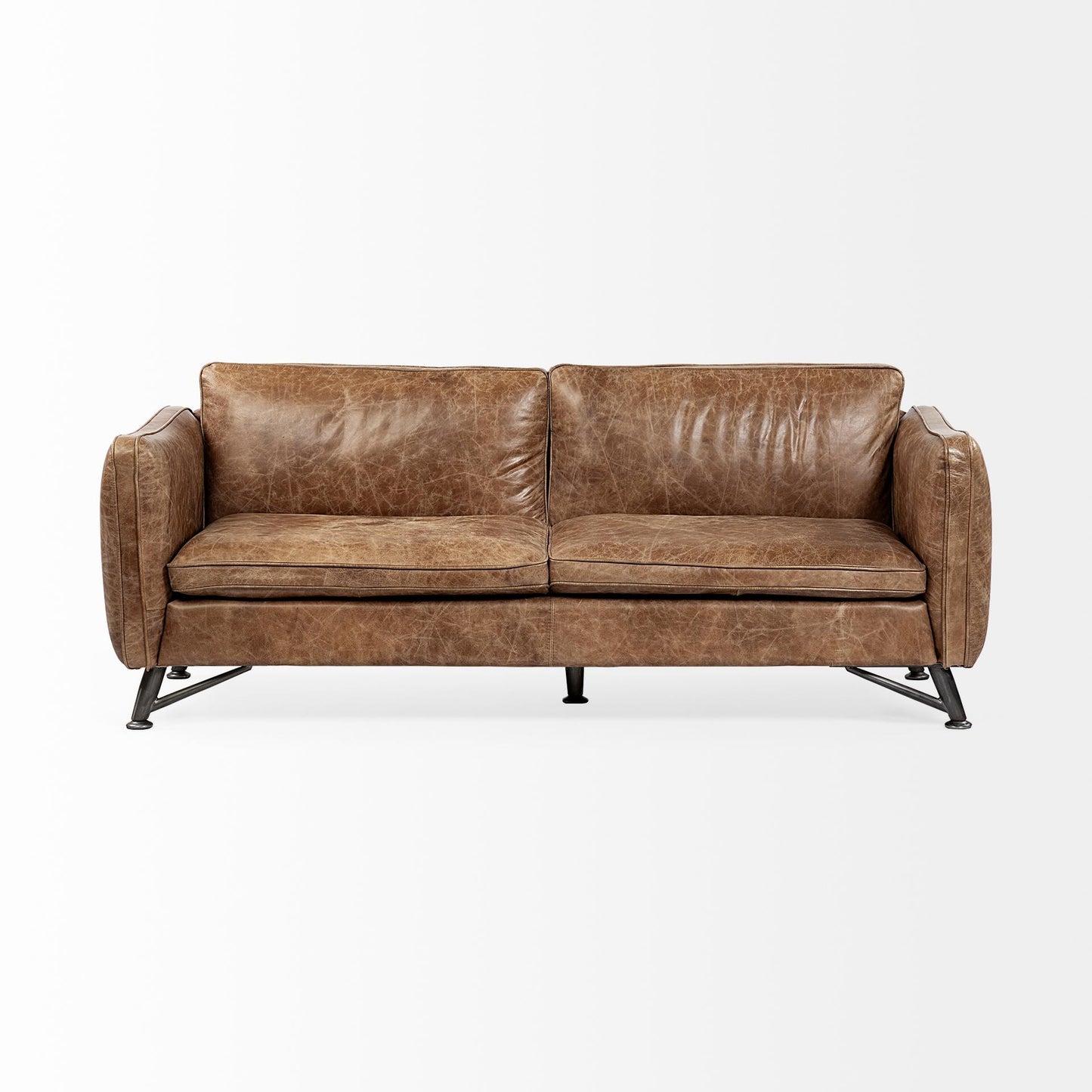 Cobain I 84" Brown Leather Two Seater Sofa