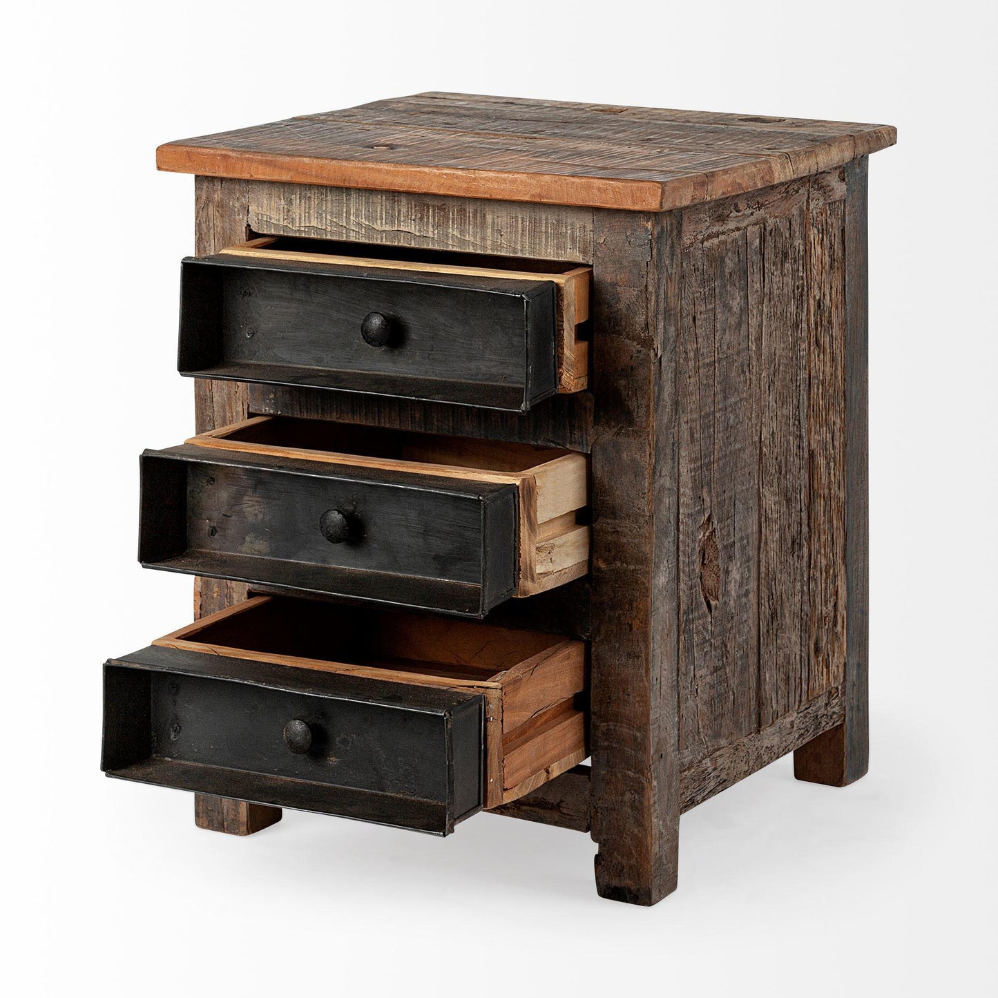 Wilton III 18.5L x 18.5W x 22.5H Reclaimed Wood and Metal End/Side Table