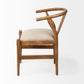 Trixie Cream Fabric Seat Brown Wood Frame Dining Chair