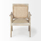 Teryn Cream Linen Seat And Natural Wooden Base w/ Mesh Back Accent Chair