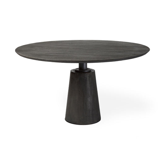 Maxwell 54" Brown Solid Wood Top Brown Metal/Wood Base Dining Table