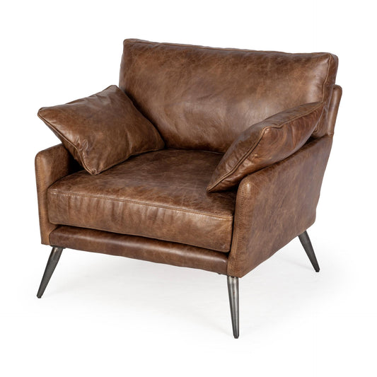 Cochrane I 33L x 33W x 32.25H Brown Leather Wrapped Chair