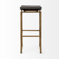 Givens 30.25" Seat Height Brown Wood Seat Gold Metal Base Stool