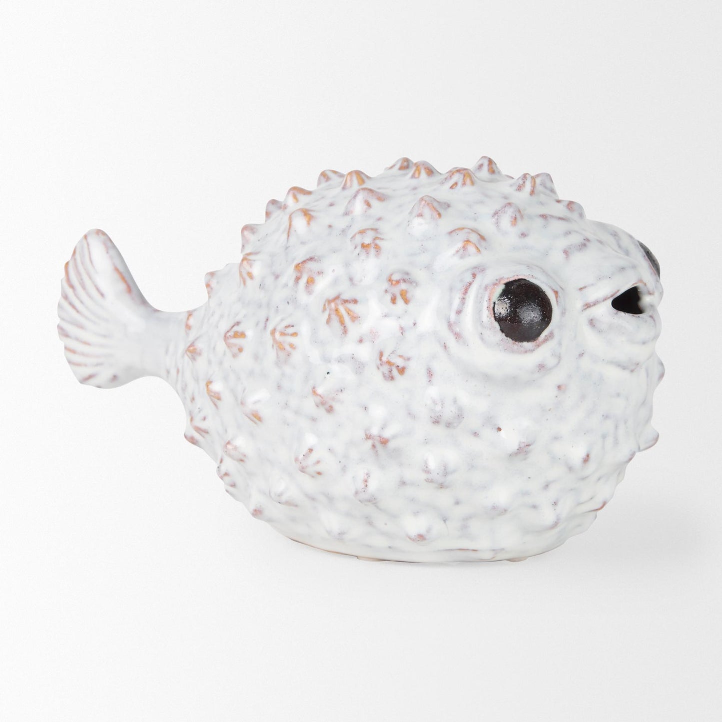 Spike II (Large) 10L x 6W Off-White Ceramic Puffer Fish