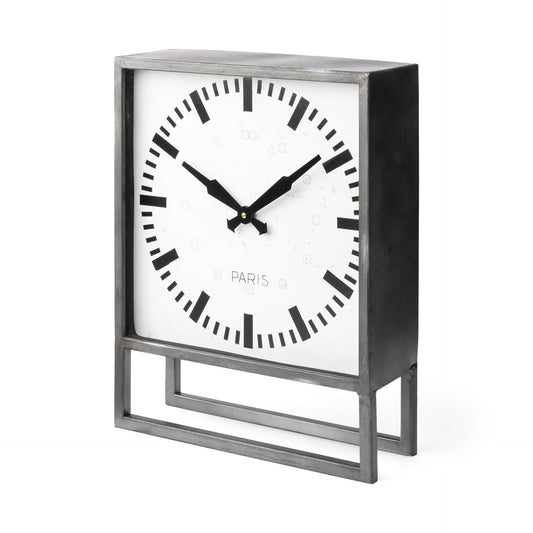 Felix Gray Metal Square Table Clock