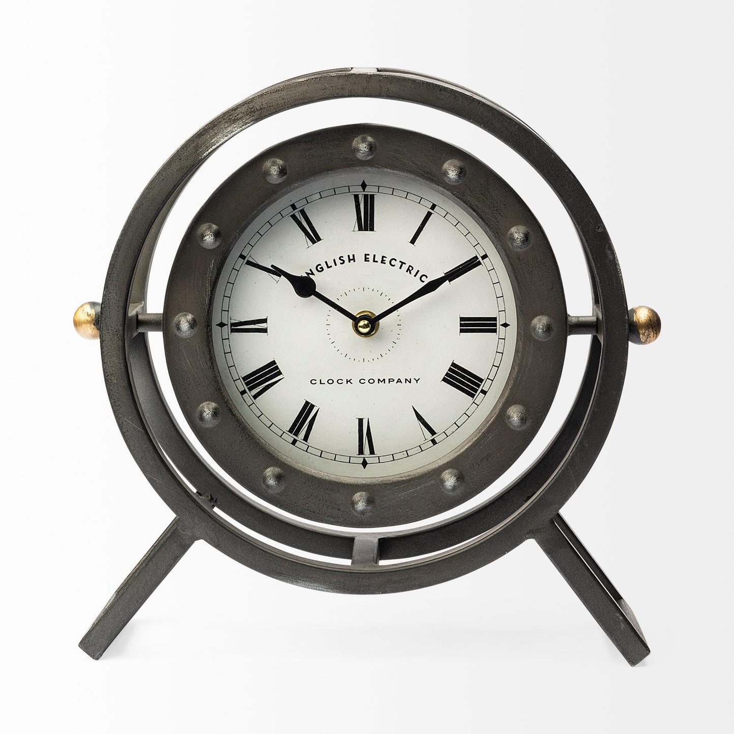 Gaston Gray Metal Circular Table Clock