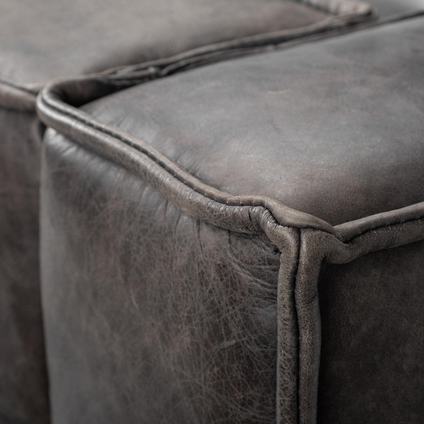 Stinson II 91" Black Leather Three Seater Sofa