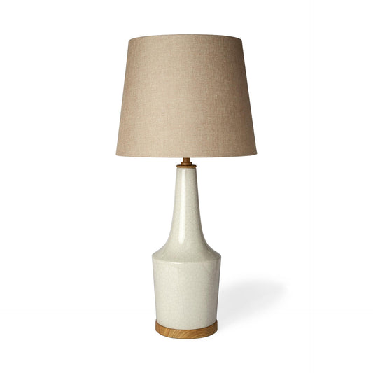 Rebecca (28.5"H) White Crackled Ceramic Base Wood Accent Table Lamp
