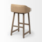 Monmouth 30.5" Seat Height Cream/Beige Fabric Seat Brown Wood Frame Bar Stool