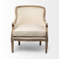 Elizabeth Cream Fabric Seat Wooden Base Detailed Back Accent Chair