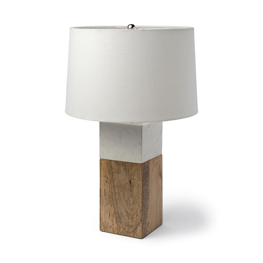 Woodrow (22.3"H) Light Brown Wood w/ White Accent Table Lamp