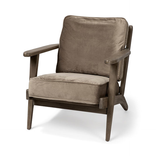 Olympus II Brown Velvet Covered Wooden Frame Accent Chair