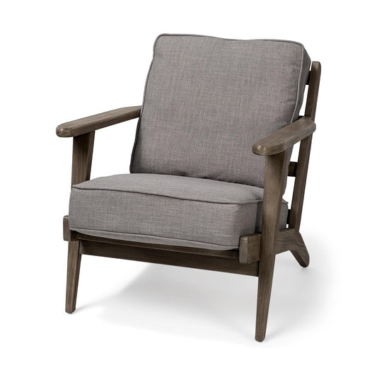 Olympus II Flint Gray Fabric Covered Wooden Frame Accent Chair