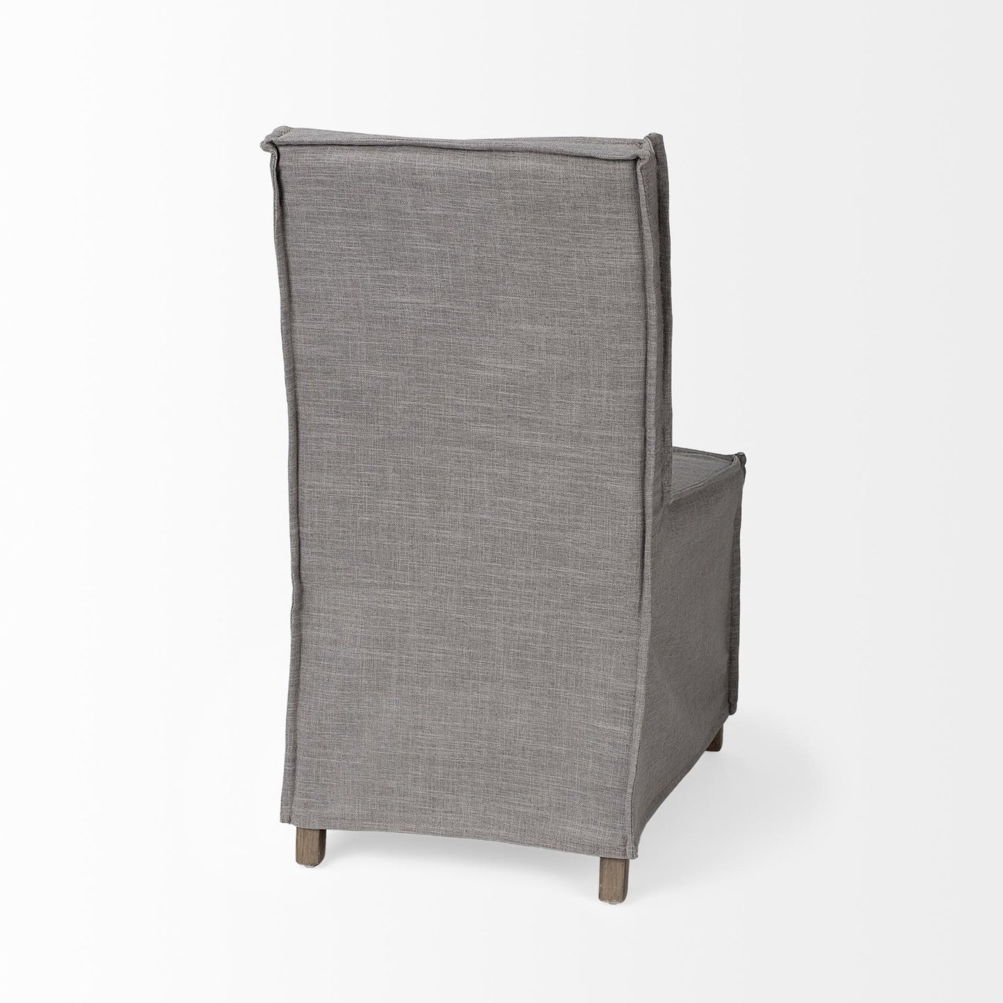 Elbert I Grey Fabric Slip-Cover Brown Wooden Base Dining Chair