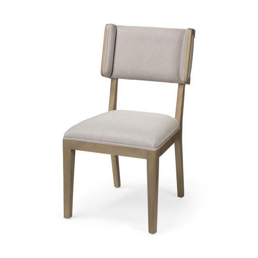 Tenton I Grey Fabric Wrap Brown Wooden Base Dining Chair