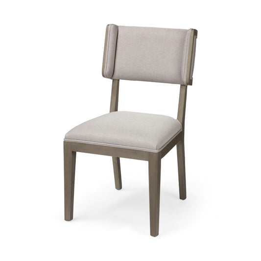 Tenton II Grey Fabric Seat Brown Wood Frame Dining Chair