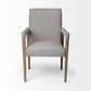 Palisades Grey Fabric Wrap Brown Wooden Frame Dining Chair
