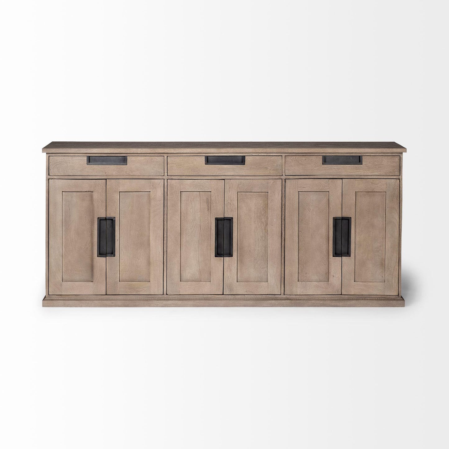 Braxton III 81.5x18.5 Natural Brown Solid Wood 3 Drawer 6 Door Sideboard