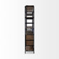 Darius 82L x 16.5W x 90H Medium Brown Wood and Metal Multi-Shelf Shelving Unit