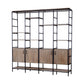Darius 82L x 16.5W x 90H Medium Brown Wood and Metal Multi-Shelf Shelving Unit