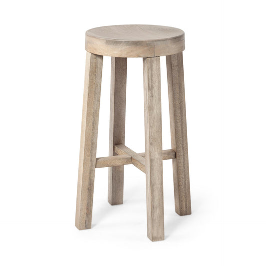 Brahma 30" Total Height White Washed Wood Stool