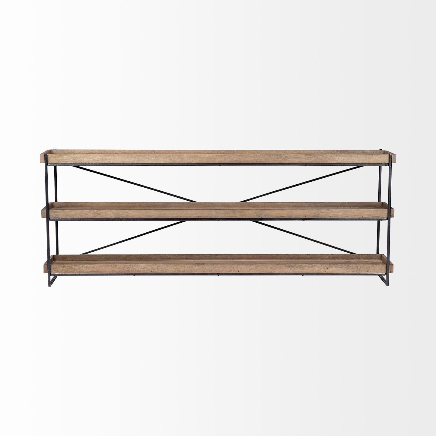 Trey I 80L x 16W Brown Wood and Black Iron Console Table