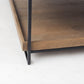 Trey 48x46 Rectangular Brown Solid Wood Top Table Black Metal Frame Two-Tier Coffee Table
