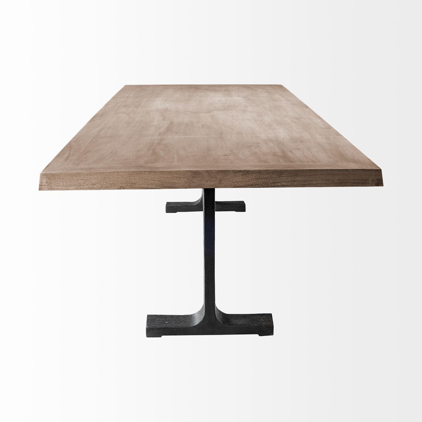 Araxi 95L x 41W x 30H Rectangular Brown Solid Wood Top Black Metal Base Dining Table