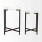 Lucas III (Set of 2) 15L x 15W; 12L x 12W White Marble W/Black Iron Frame Accent Tables