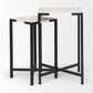 Lucas III (Set of 2) 15L x 15W; 12L x 12W White Marble W/Black Iron Frame Accent Tables