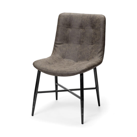 Barrow II Brown Faux-Leather Seat Black Metal Frame Dining Chair
