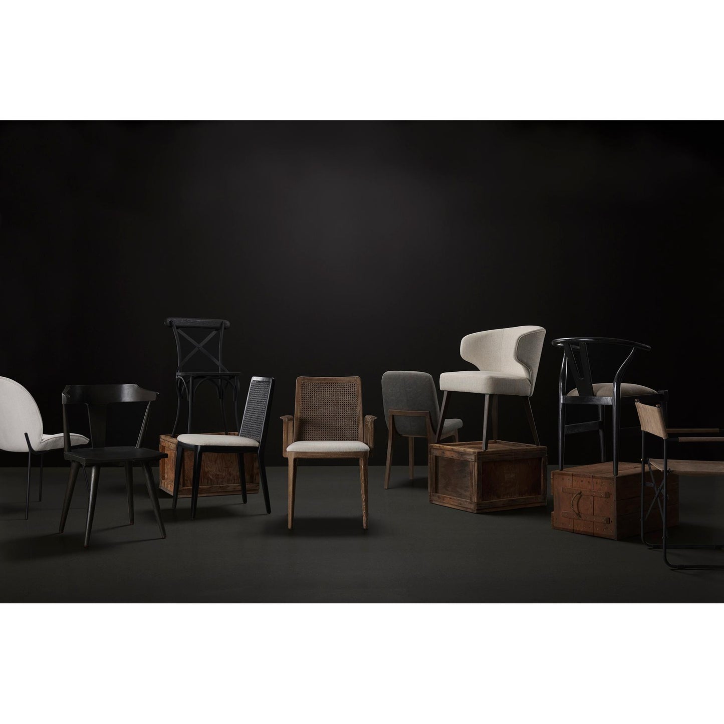 David Grey Fabric Wrap Medium Brown Wood Base Dining Chair