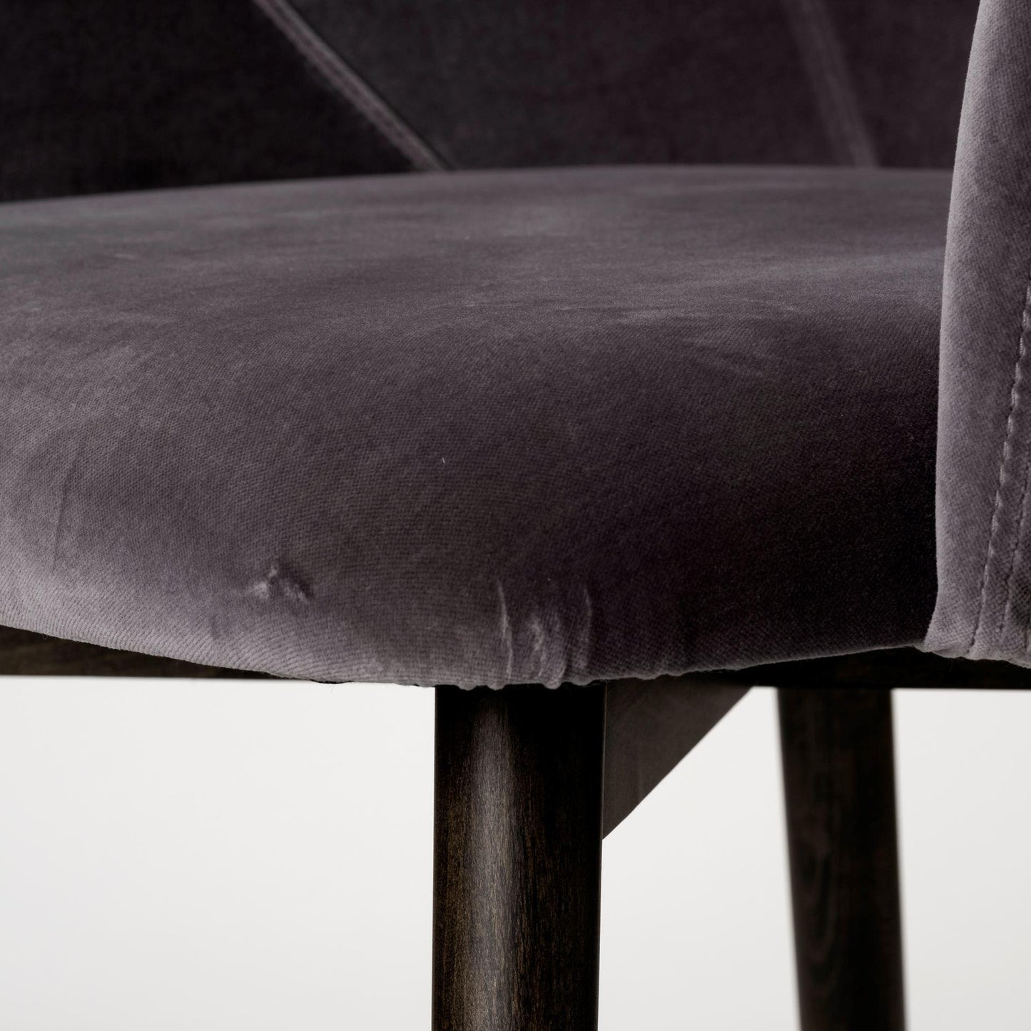 Ronald II Grey Velvet Wrap Black Wooden Base Dining Chair